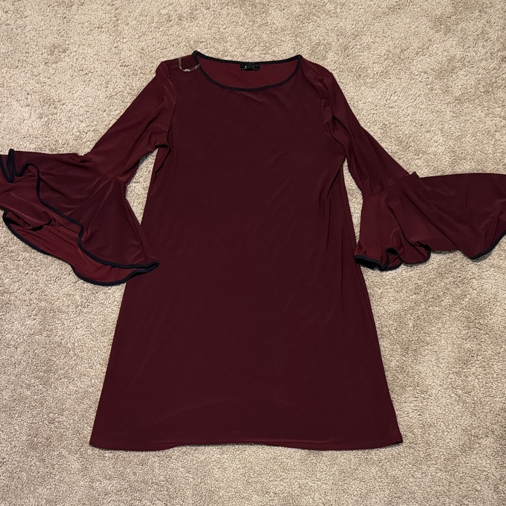 MSK Burgundy Long Sleeve Dress with Flare